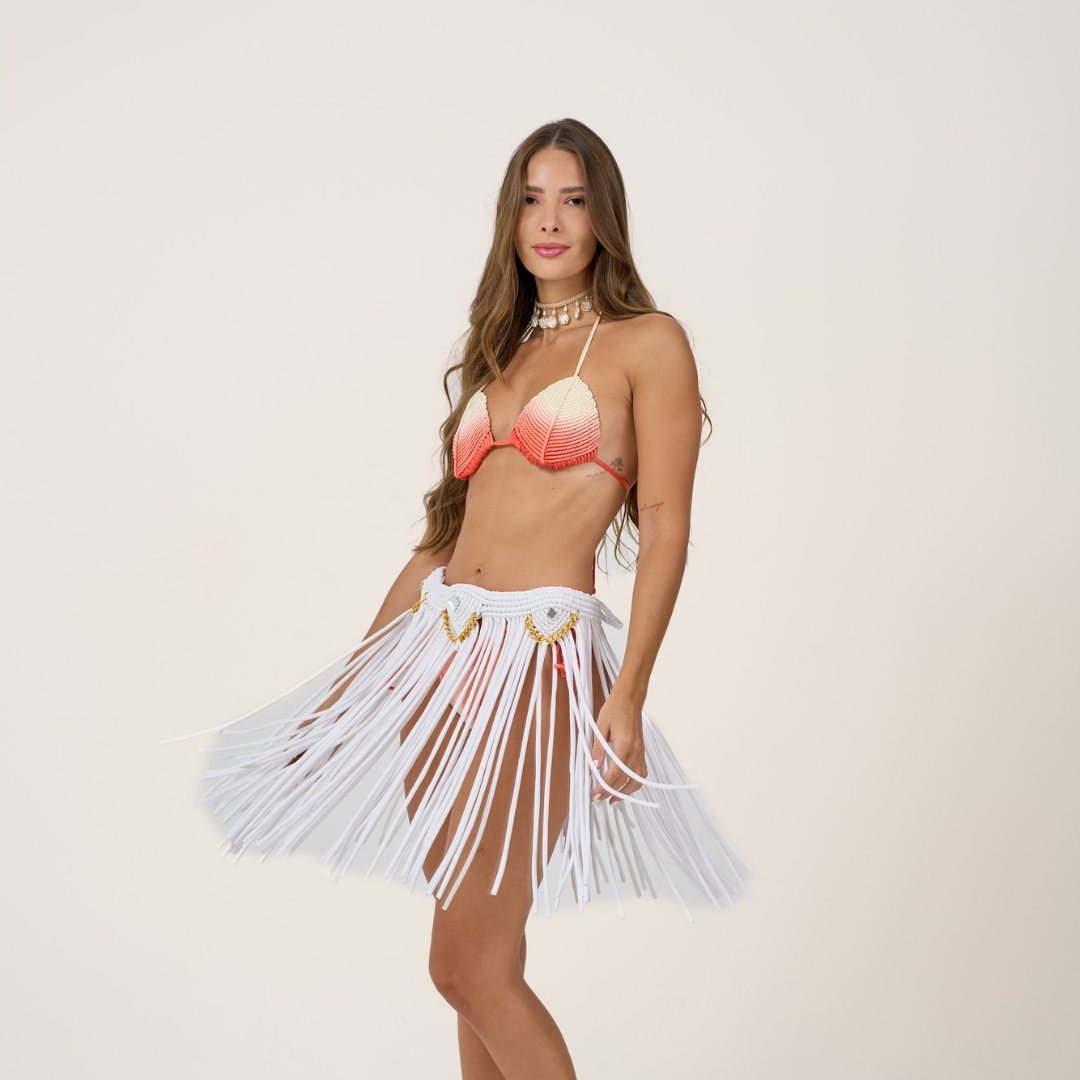 Fringe Tulum Skirt – White Edition