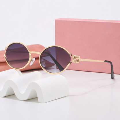 Retro Oval 90s Metal Sunglasses for Women, 2026 Trendy Chic Narrow Purple Sun Glasses Fashion Sunnies