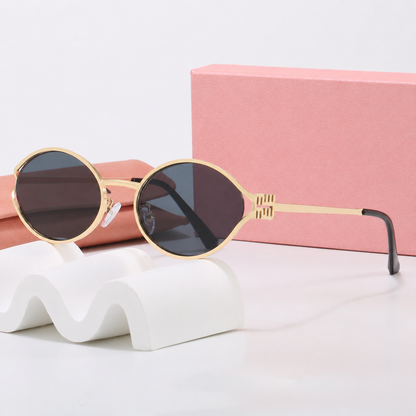Retro Oval 90s Metal Sunglasses for Women, 2026 Trendy Chic Narrow Black Sun Glasses Fashion Sunnies