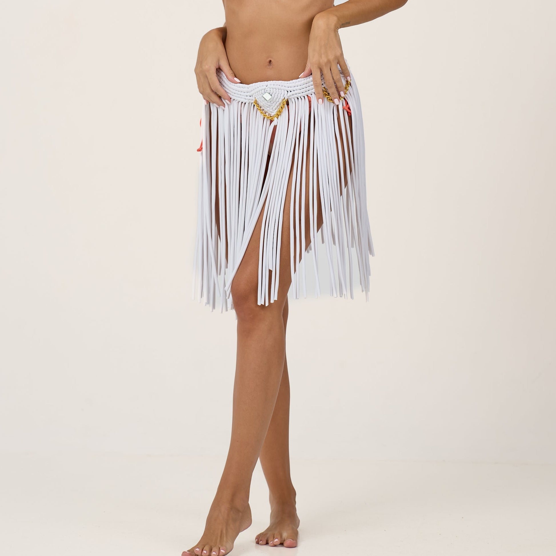 Fringe Tulum Skirt – White Edition