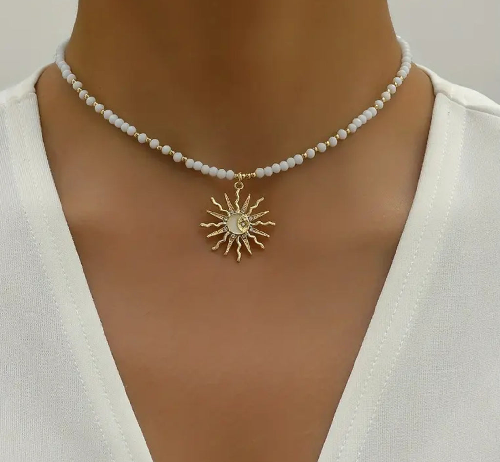 Sun Medallion Necklace & Anklet Duo