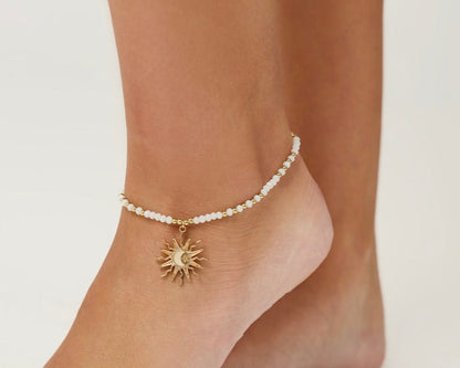 sun medallion necklace anklet duo