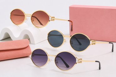 Retro Oval 90s Metal Sunglasses for Women, 2026 Trendy Chic Narrow Purple Sun Glasses Fashion Sunnies